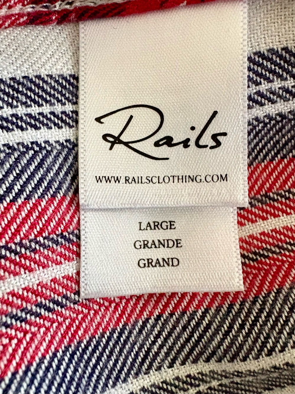 Rails Pella White Red Navy Plaid Flannel Button Down Long Sleeve Shirt Dress L - Picture 7 of 9
